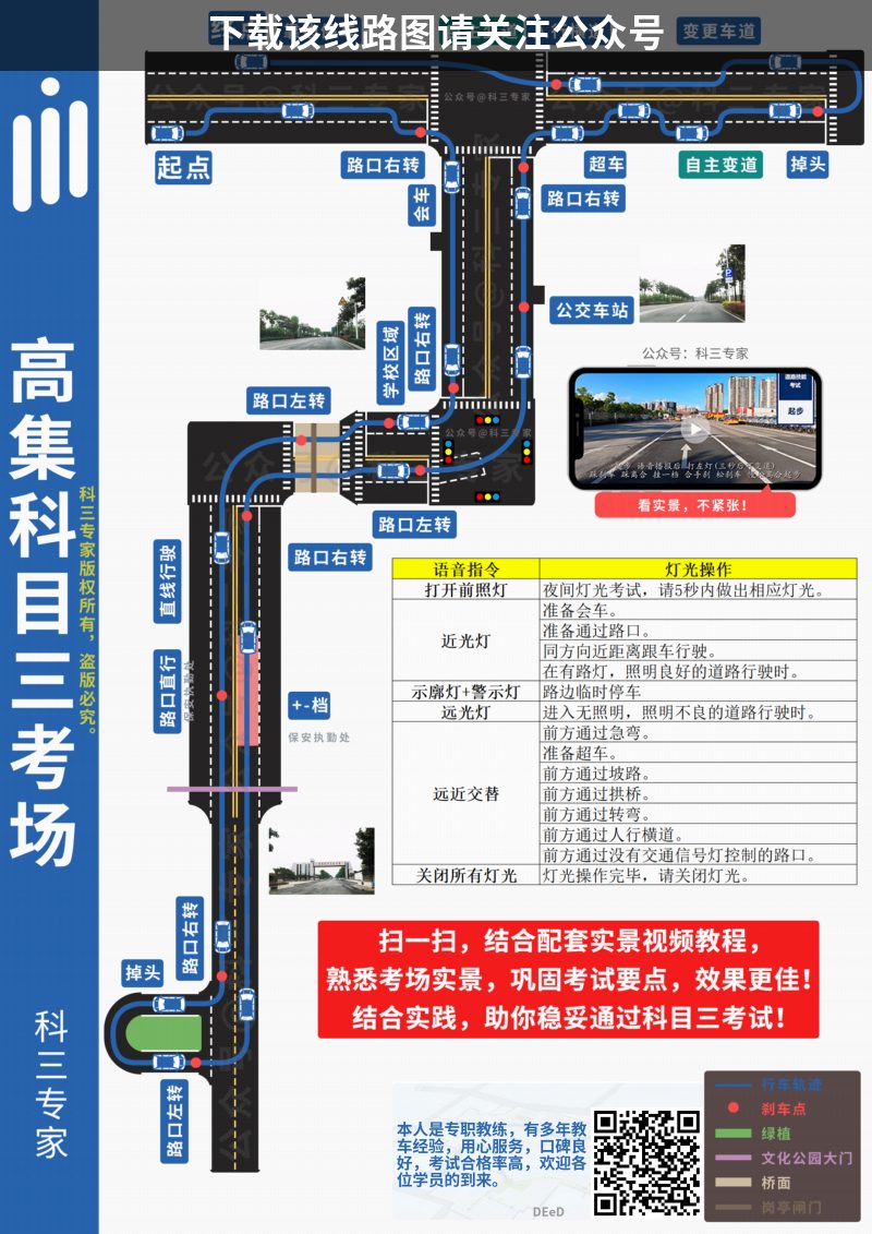 南阳支队科目三高集考场科目三路线图