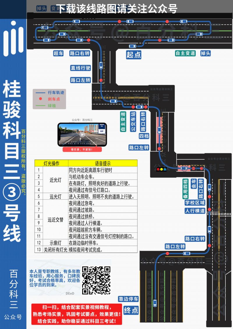 梧州市桂骏小型汽车科目三考场科目三路线图