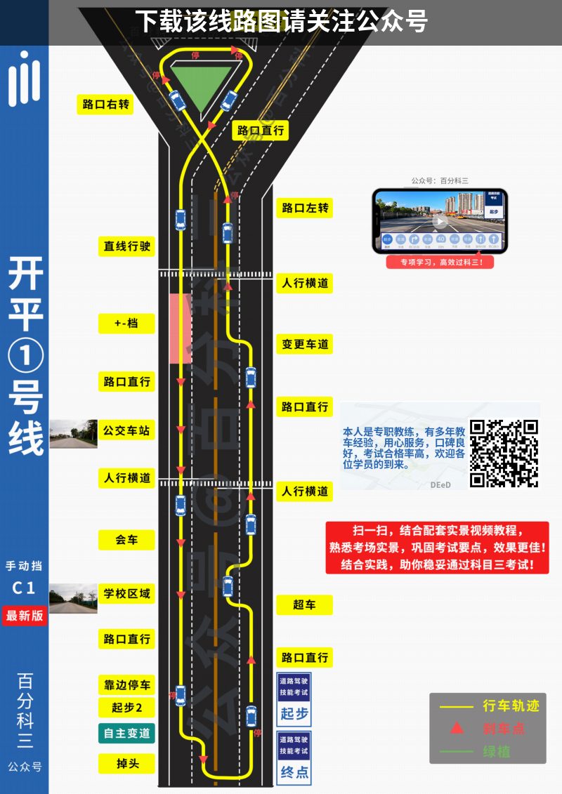 江门市开平科目三考场科目三路线图