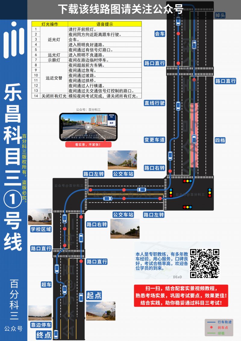 韶关乐昌长来小型汽车科目三考场科目三路线图