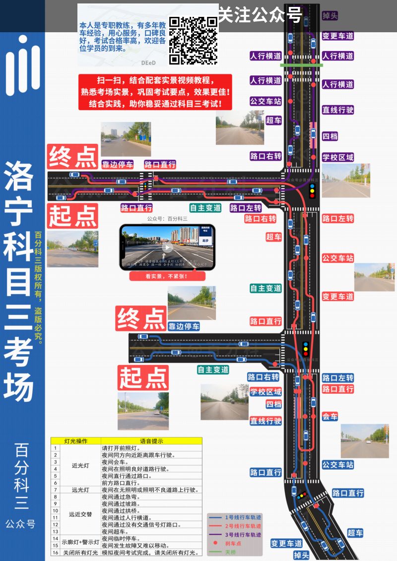 科三洛宁考场科目三路线图